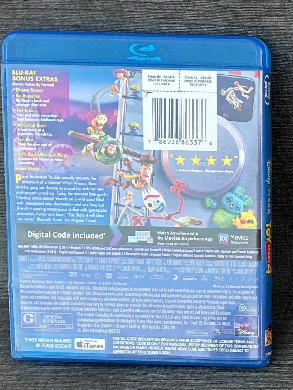 Toy Story 4 Blu-ray + DVD - Blue Case